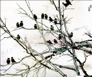  zweig - Xu Beihong Vögel auf Ast alte China Tinte